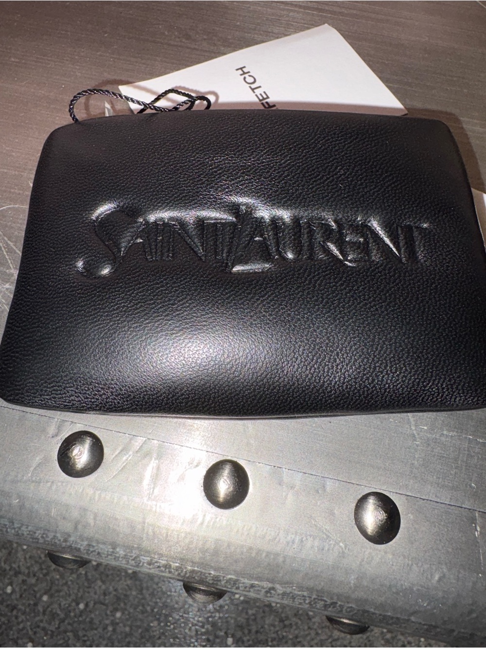 Saint Laurent Black Embossed Leather Card Case/ Wallet